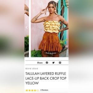 Selfie Leslie Talulah Layered Ruffle Lace up Back Crop Top size small
